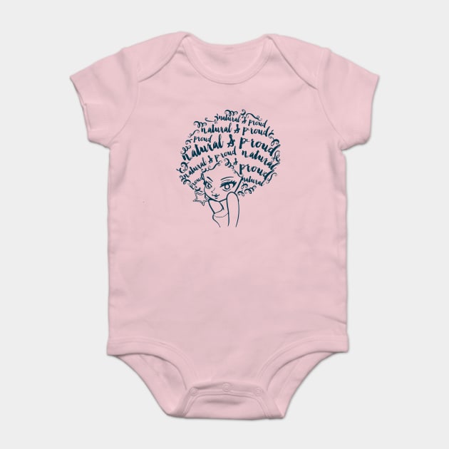 Natural & Proud - afro textured black hair Baby Bodysuit by papillon